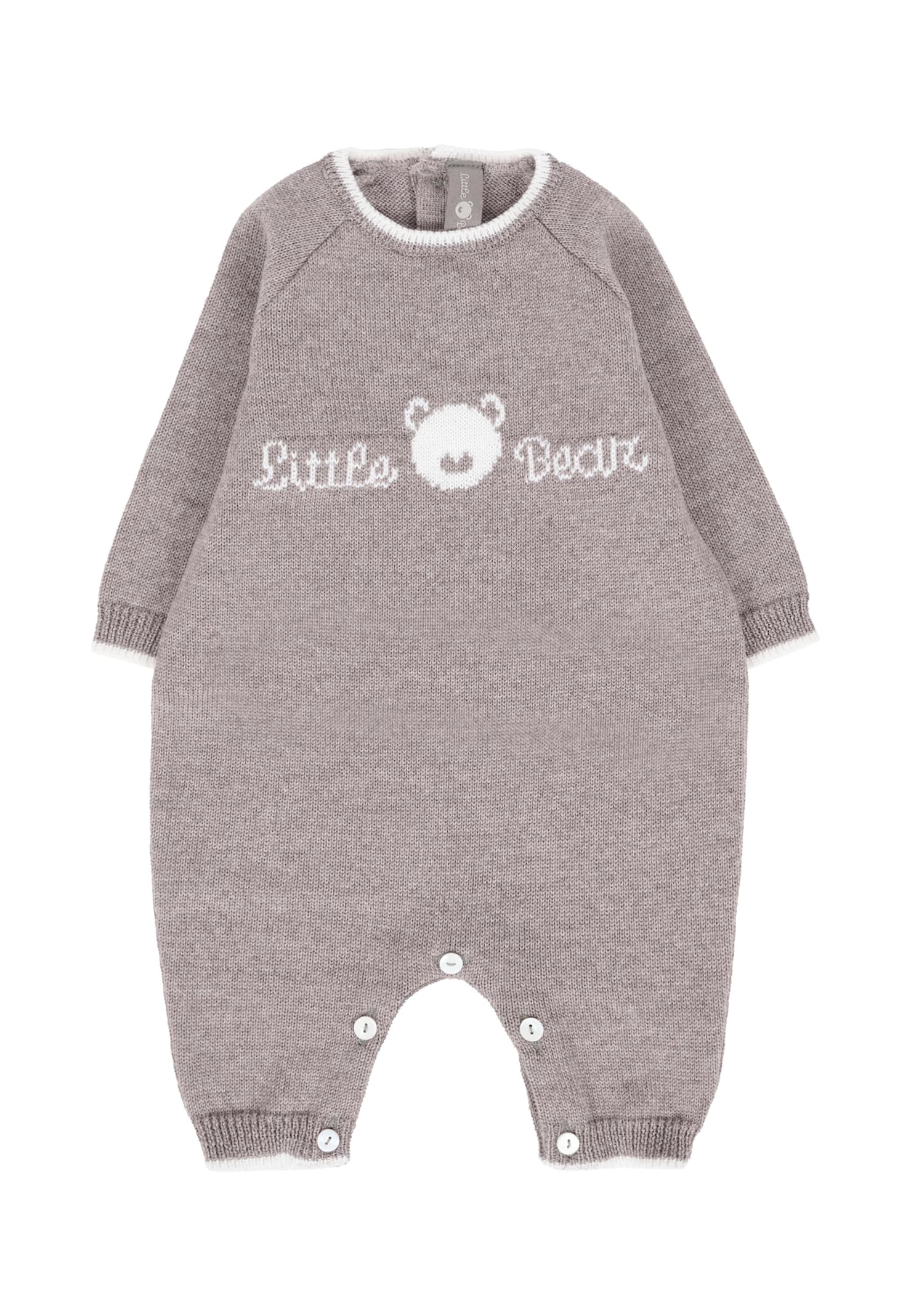 Little Bear Taupe Jumpsuit For Babykids With Logo In Brown