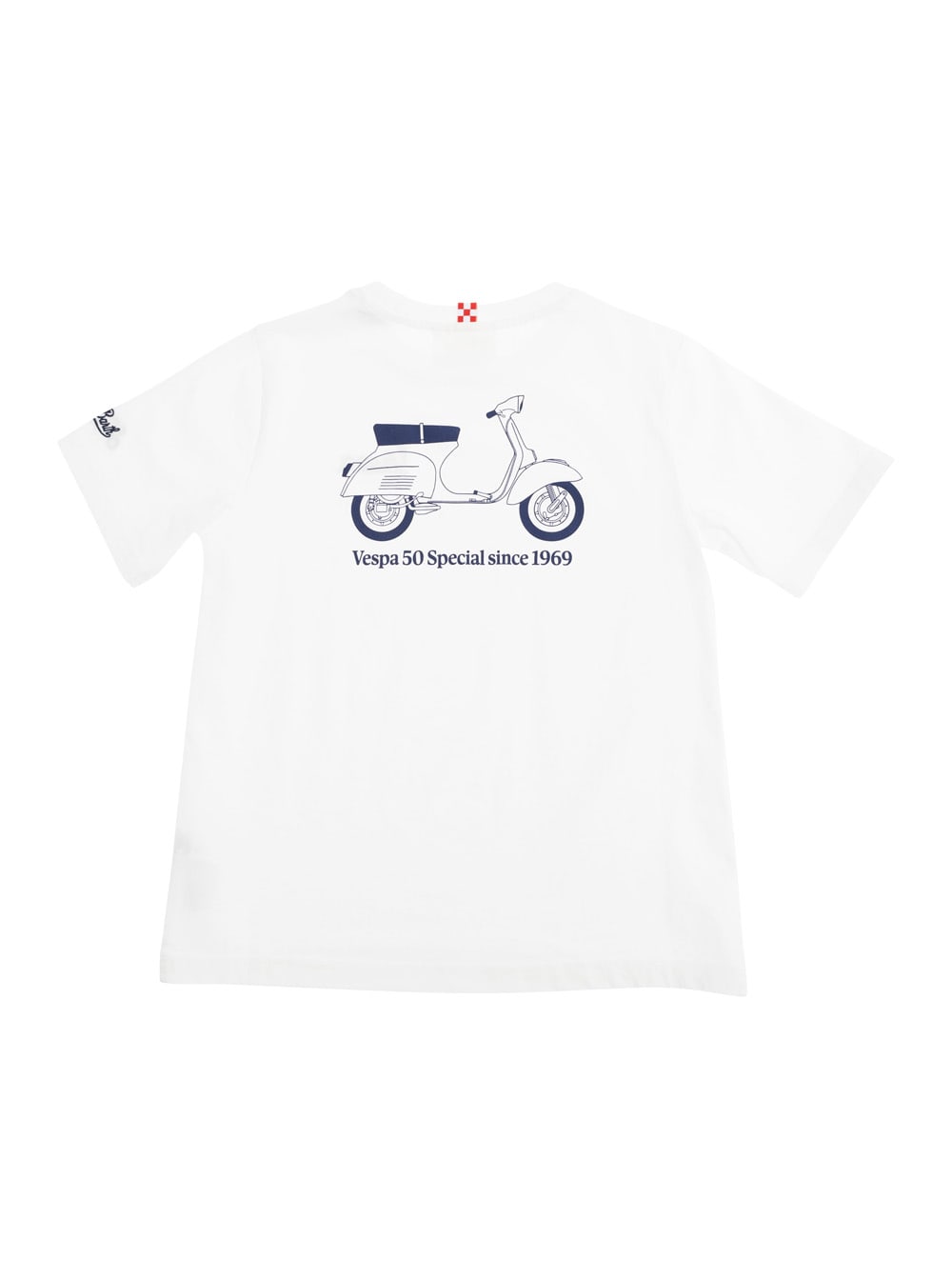 Shop Mc2 Saint Barth White Crewneck T-shirt With Logo Lettering On Front And Sleeve And Maxi Print On The Rear In Cotton