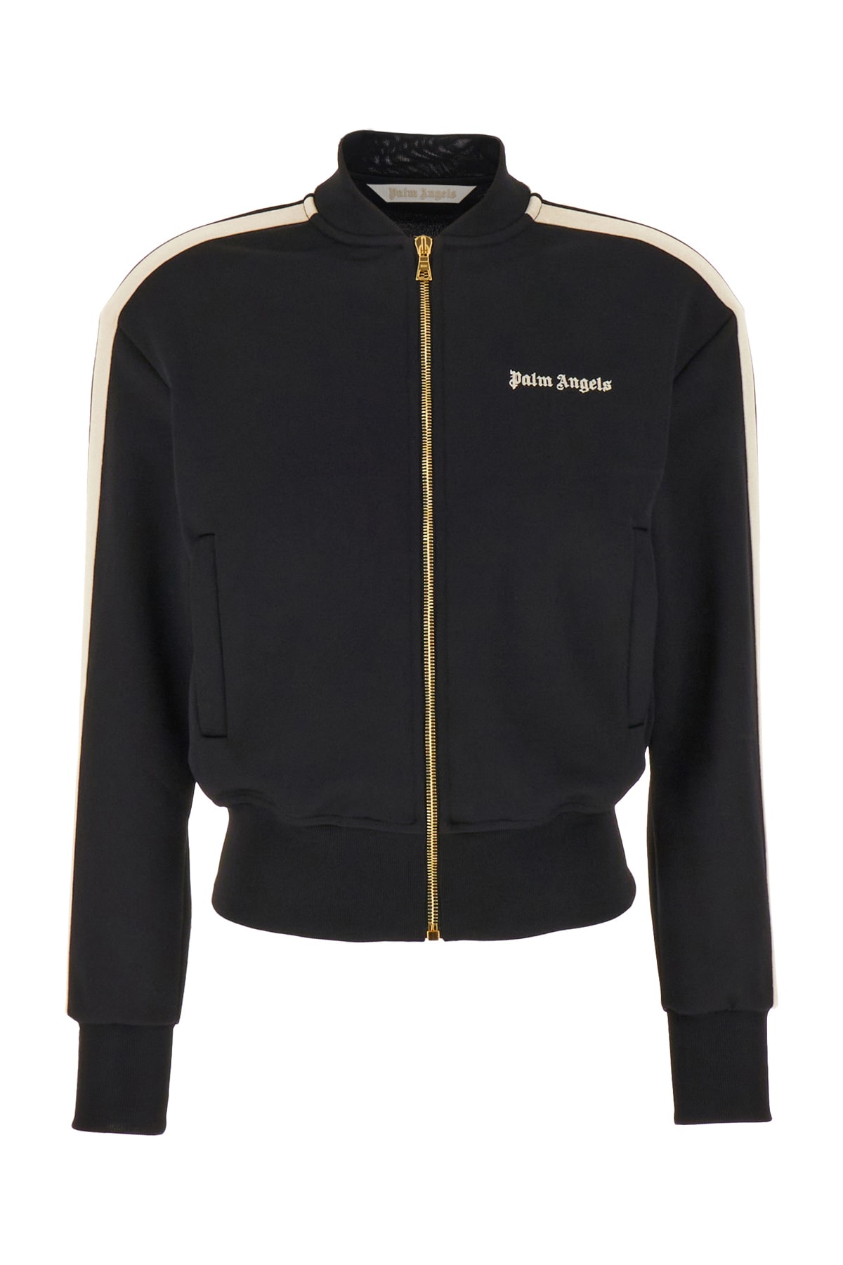 Shop Palm Angels Black Polyester Sweatshirt In Black Off White