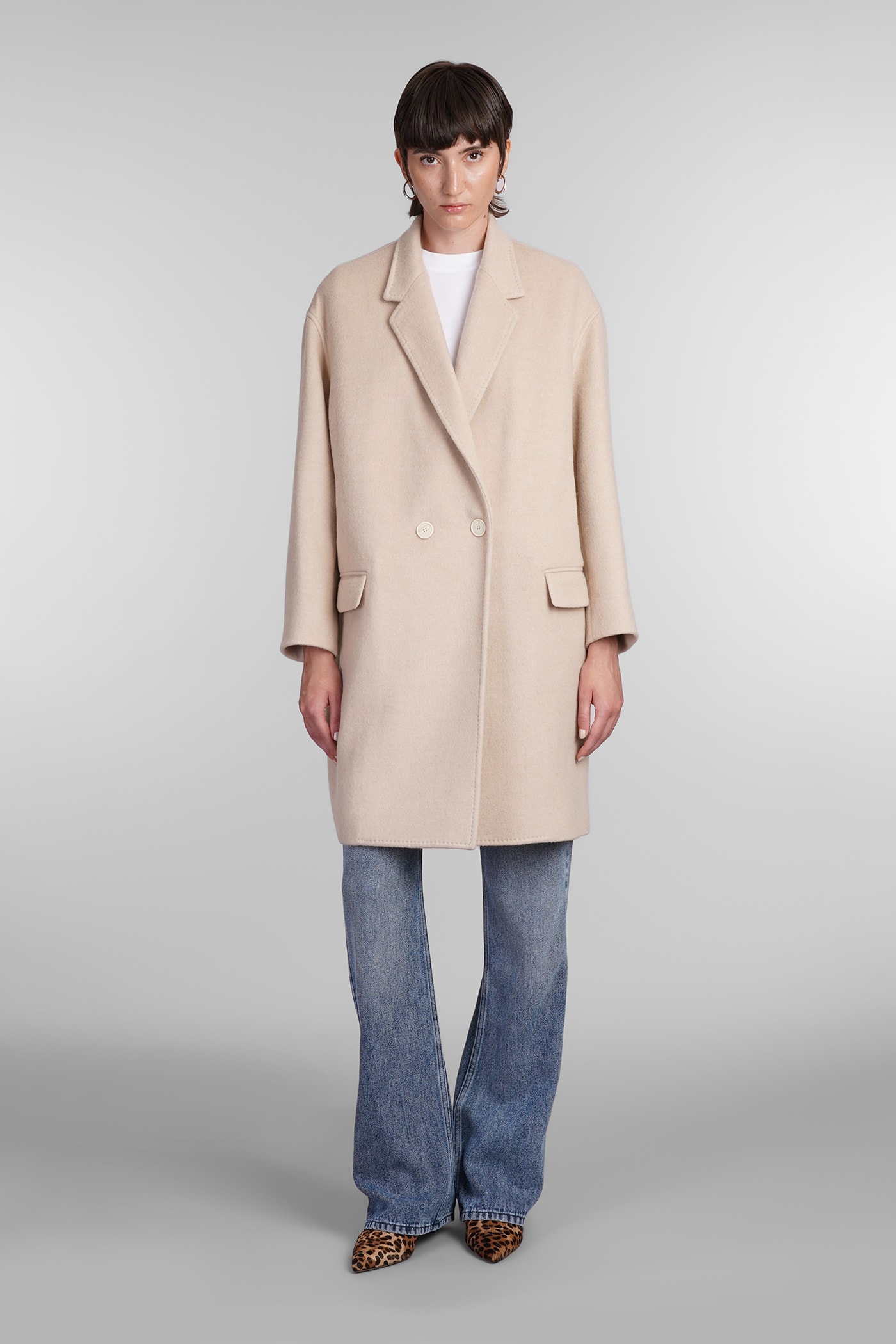 Shop Isabel Marant Efegozi Coat In Beige Wool