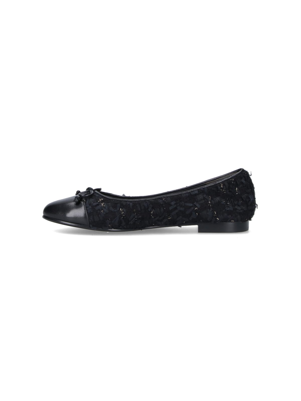 Tory Burch Round Toe Ballerina Shoes With Bow Detail In Black