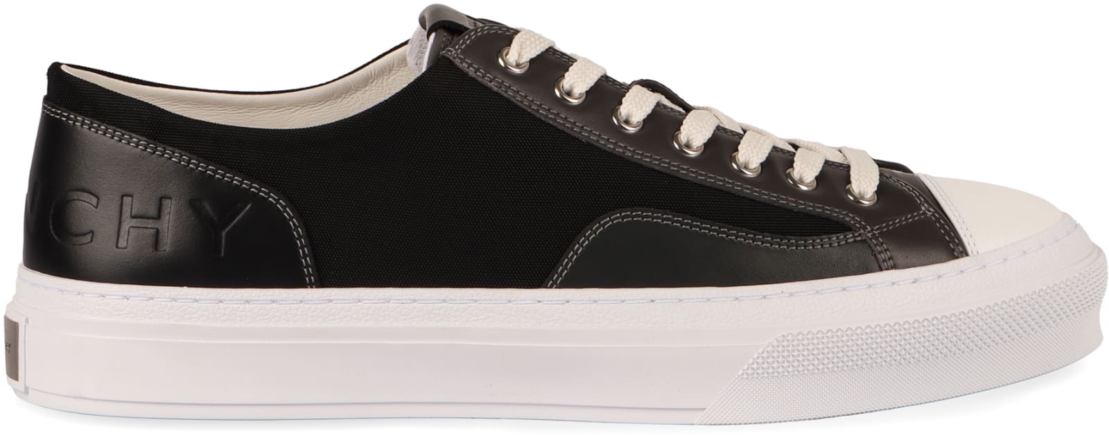 Shop Givenchy City Canvas And Leather Sneakers In Black