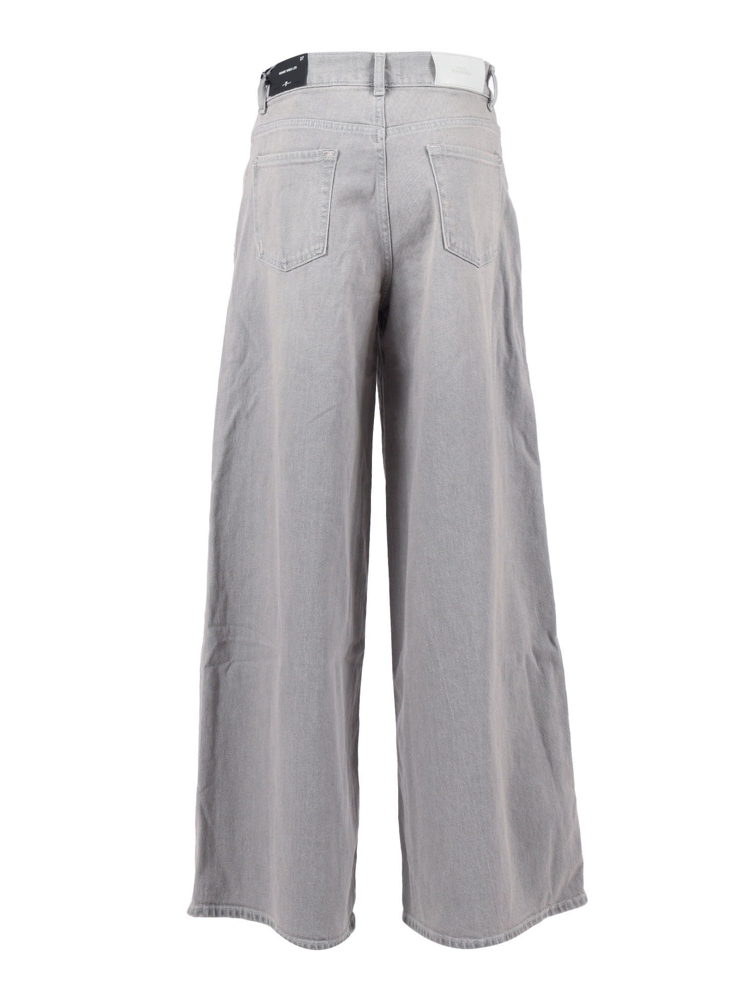 7 For All Mankind High-waisted Grey Wide-leg Jeans With Classic Five-pocket Design In Gray