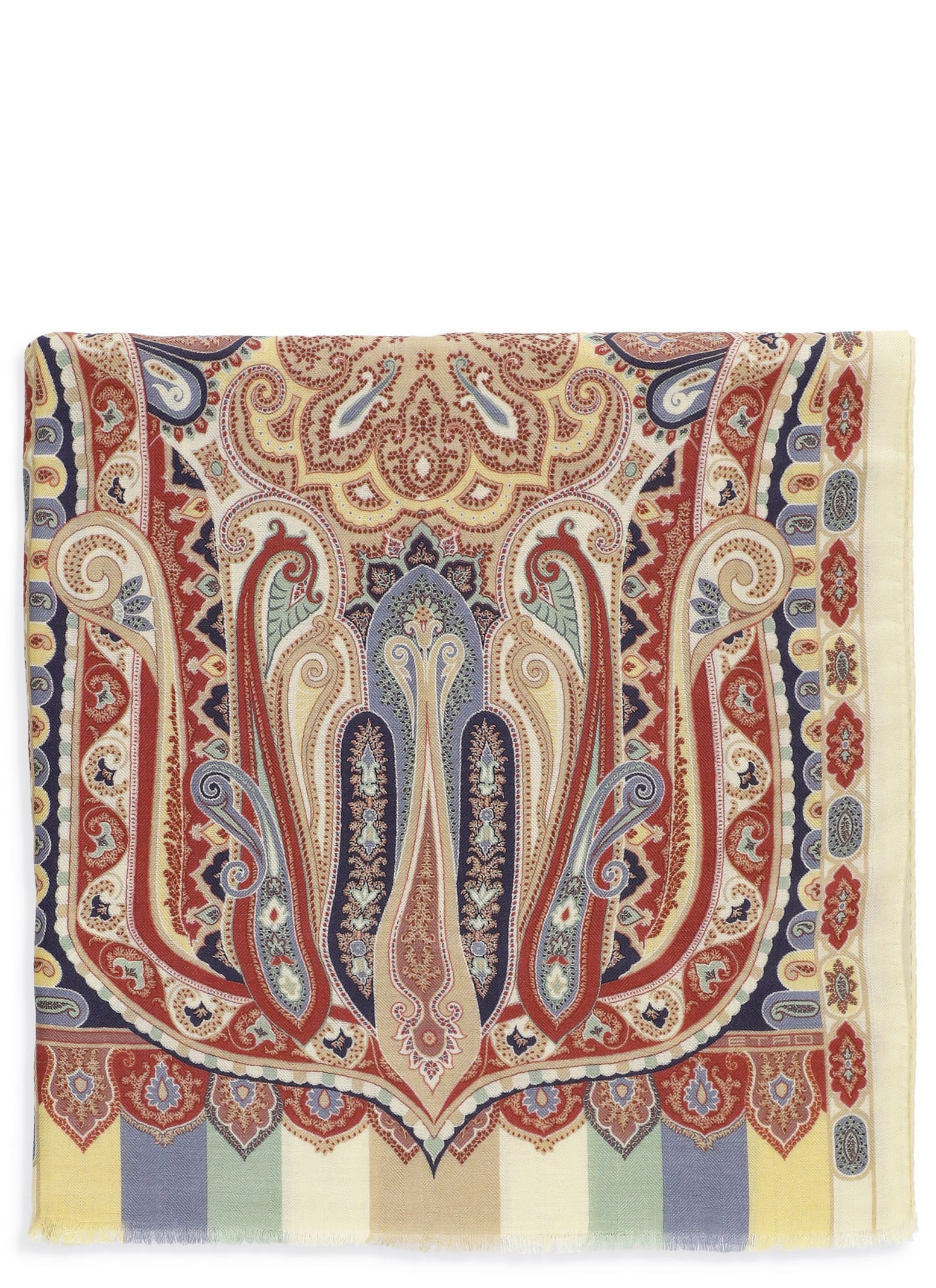 Shop Etro Shawl With Paisley Print In Multicolour