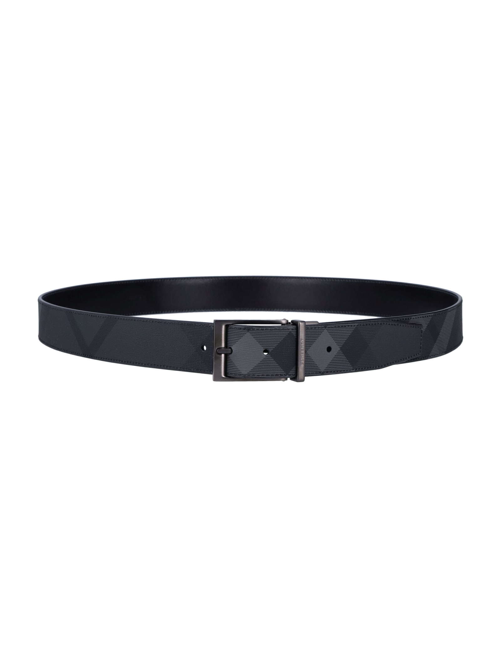 Shop Burberry Mb Louis Reversible Belt In Charcoal/graphite