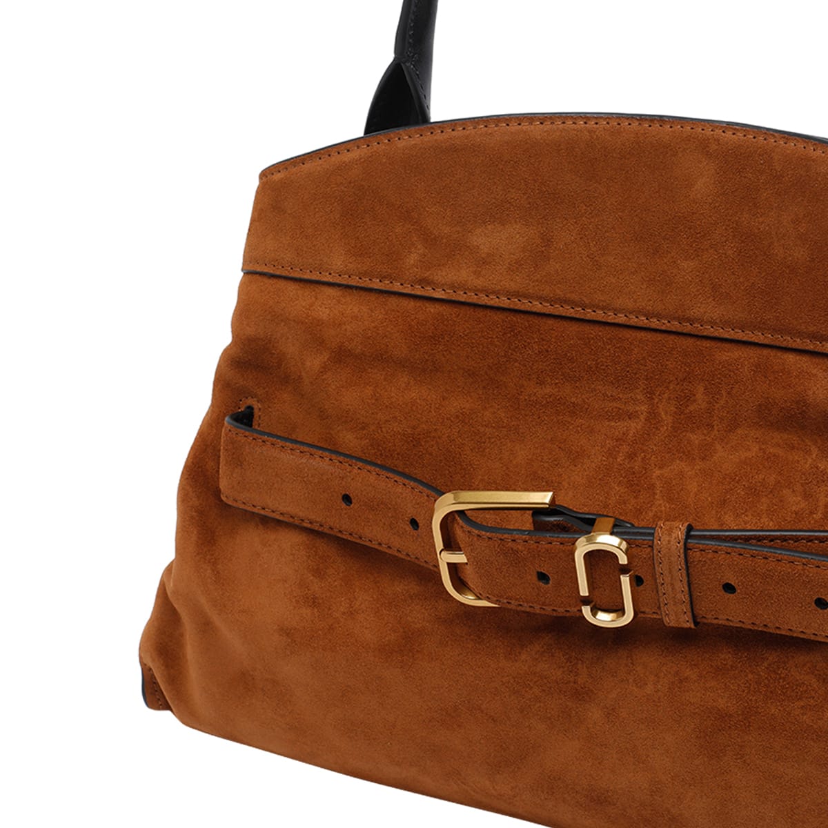 Marc Jacobs Dakota Suede Shoulder Bag With Buckle Straps In Brown