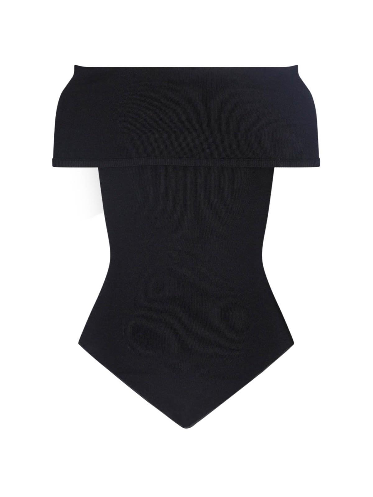 Shop Alaïa Off-the Shoulder Bodysuit In Noir