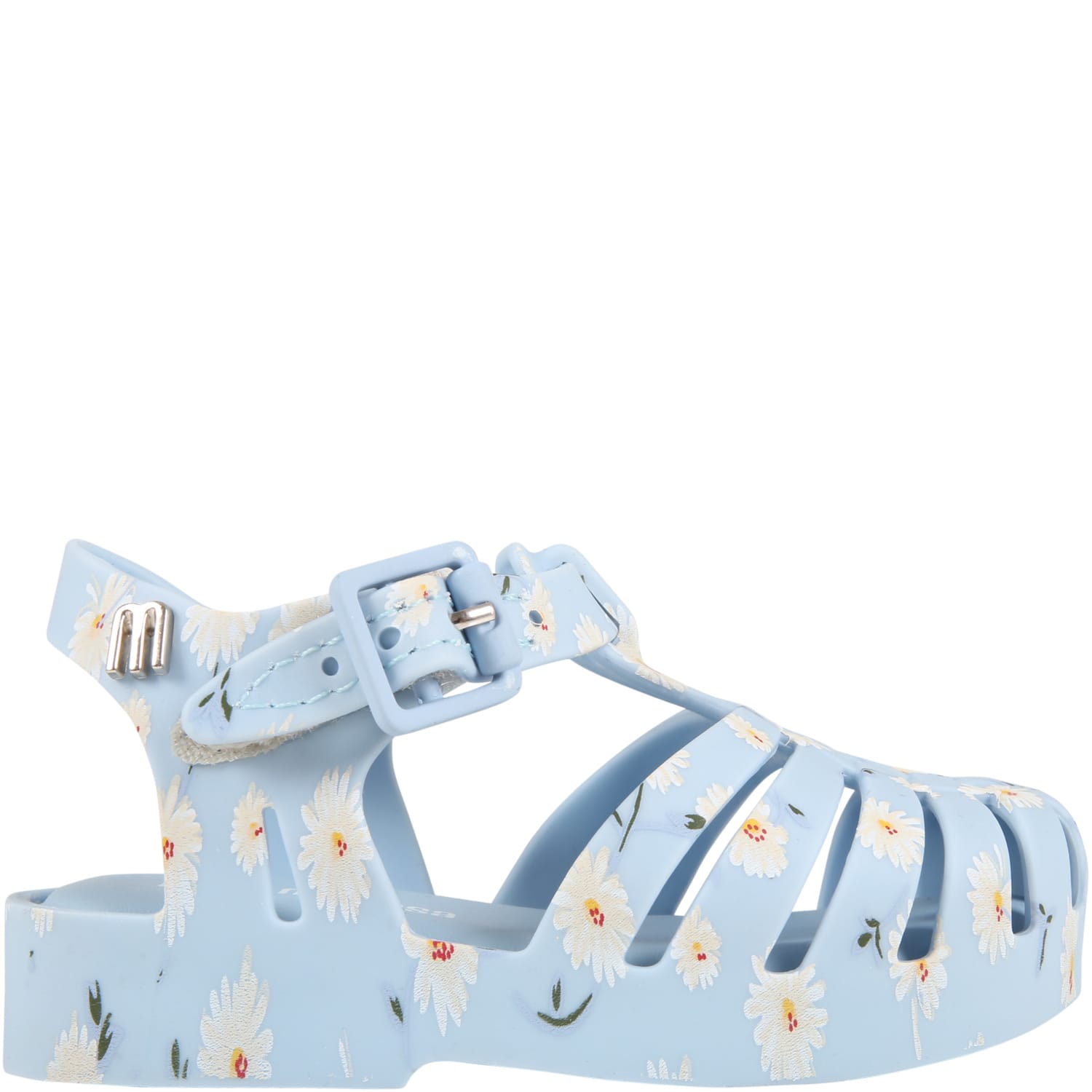 Melissa Light Blue Sandals For Girl With Daisies