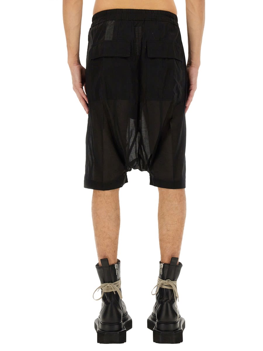 Rick Owens Drawstring Knee Length Shorts With Button Detailing In Black