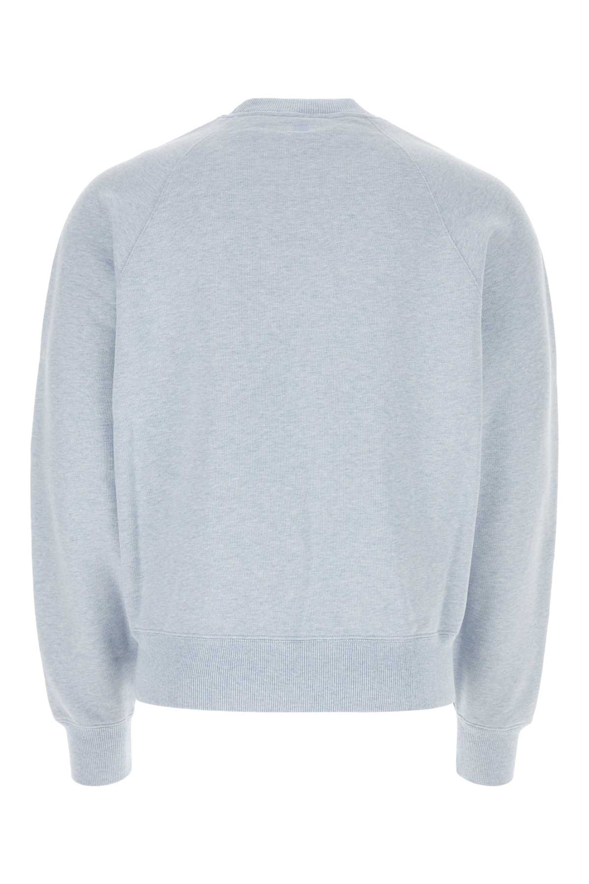 Ami Alexandre Mattiussi Melange Light-blue Cotton Sweatshirt In Heathercashmereblue