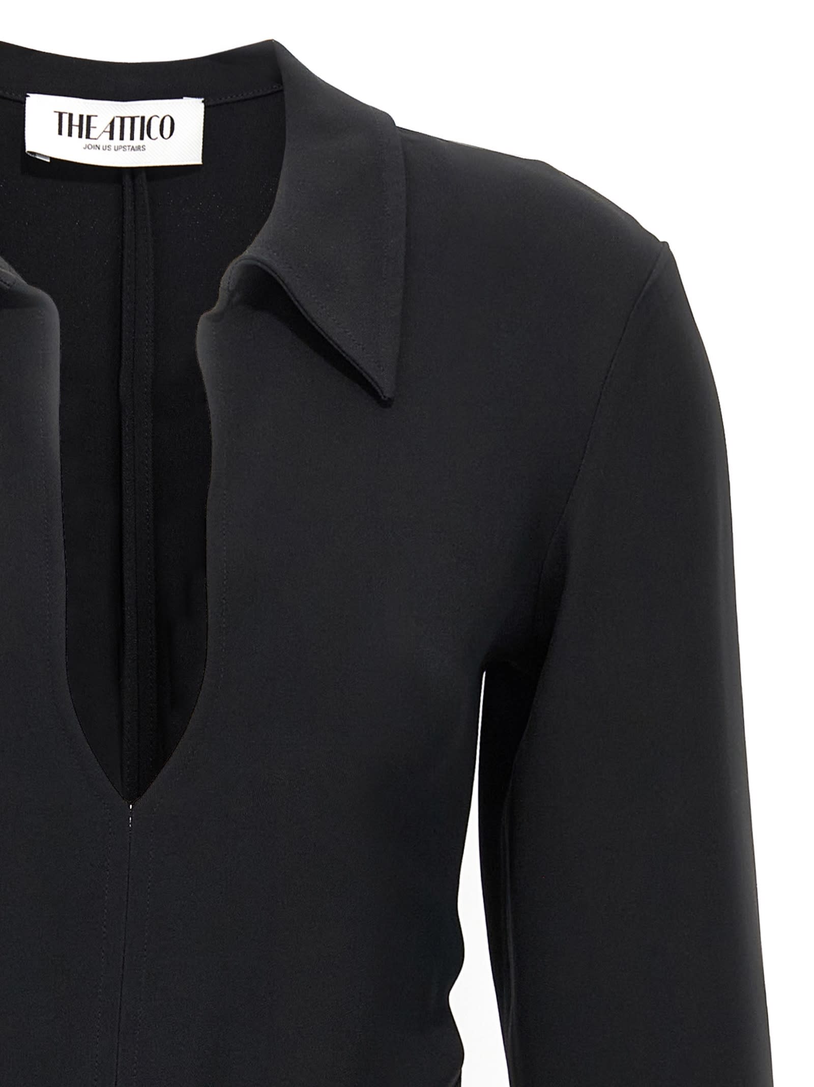 Attico Mini Dress With Deep V-neck In Black