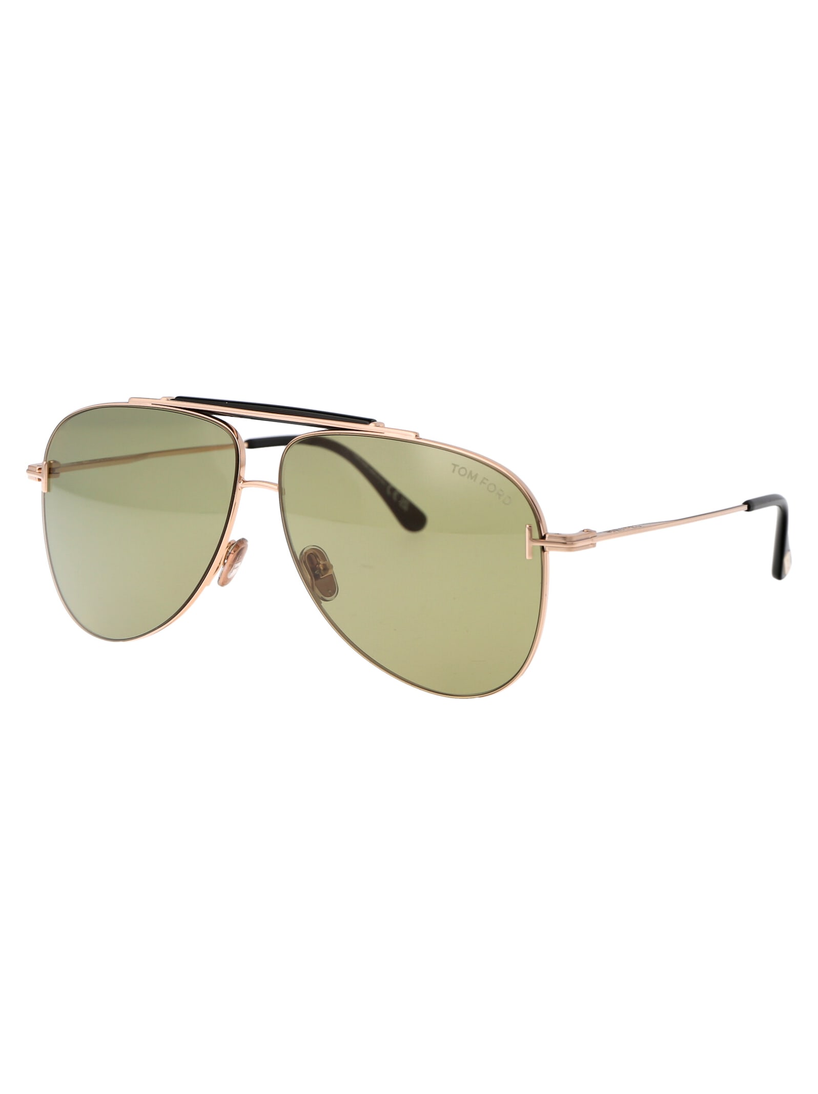 Shop Tom Ford Brady Sunglasses In 28n Oro Rosé Lucido / Verde