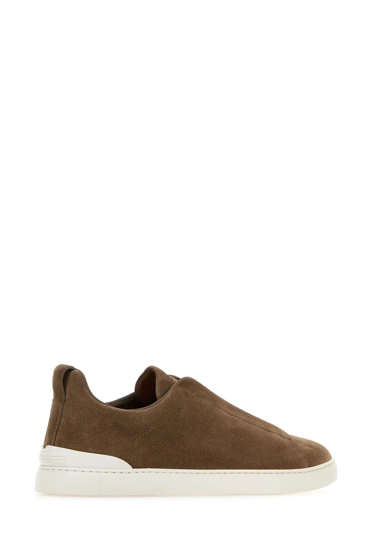 Shop Zegna Dove Grey Suede Triple Stitch Slip Ons In Coc