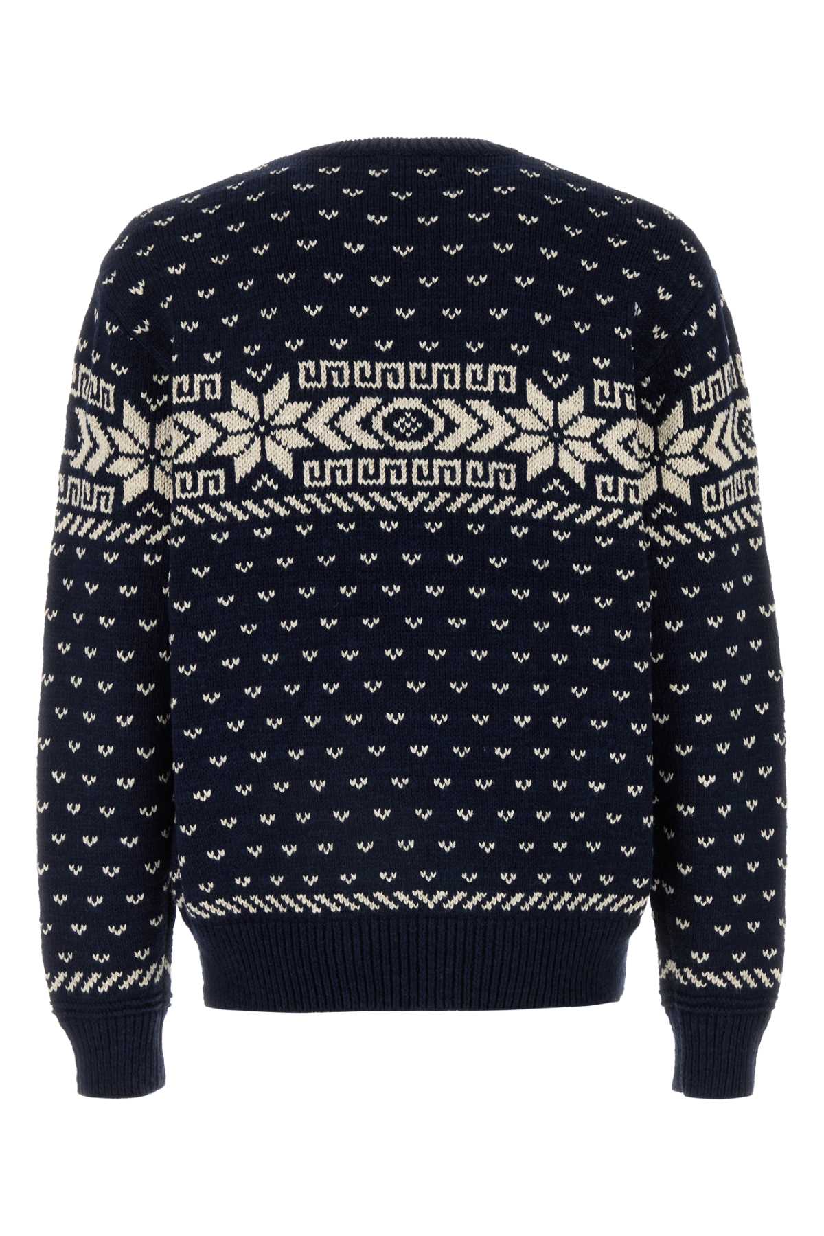 Shop Polo Ralph Lauren Embroidered Cotton Blend Sweater In Navycombo