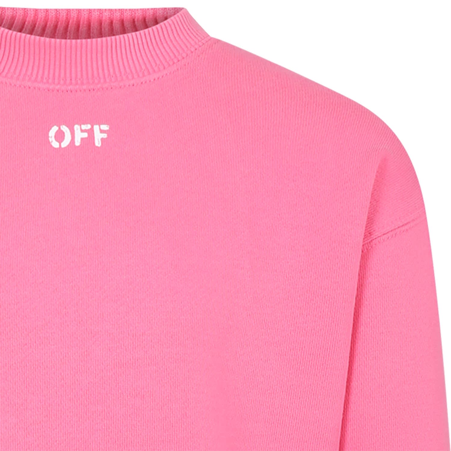 Shop Off-white Fuchsia Sweatshirt For Girl With Logo