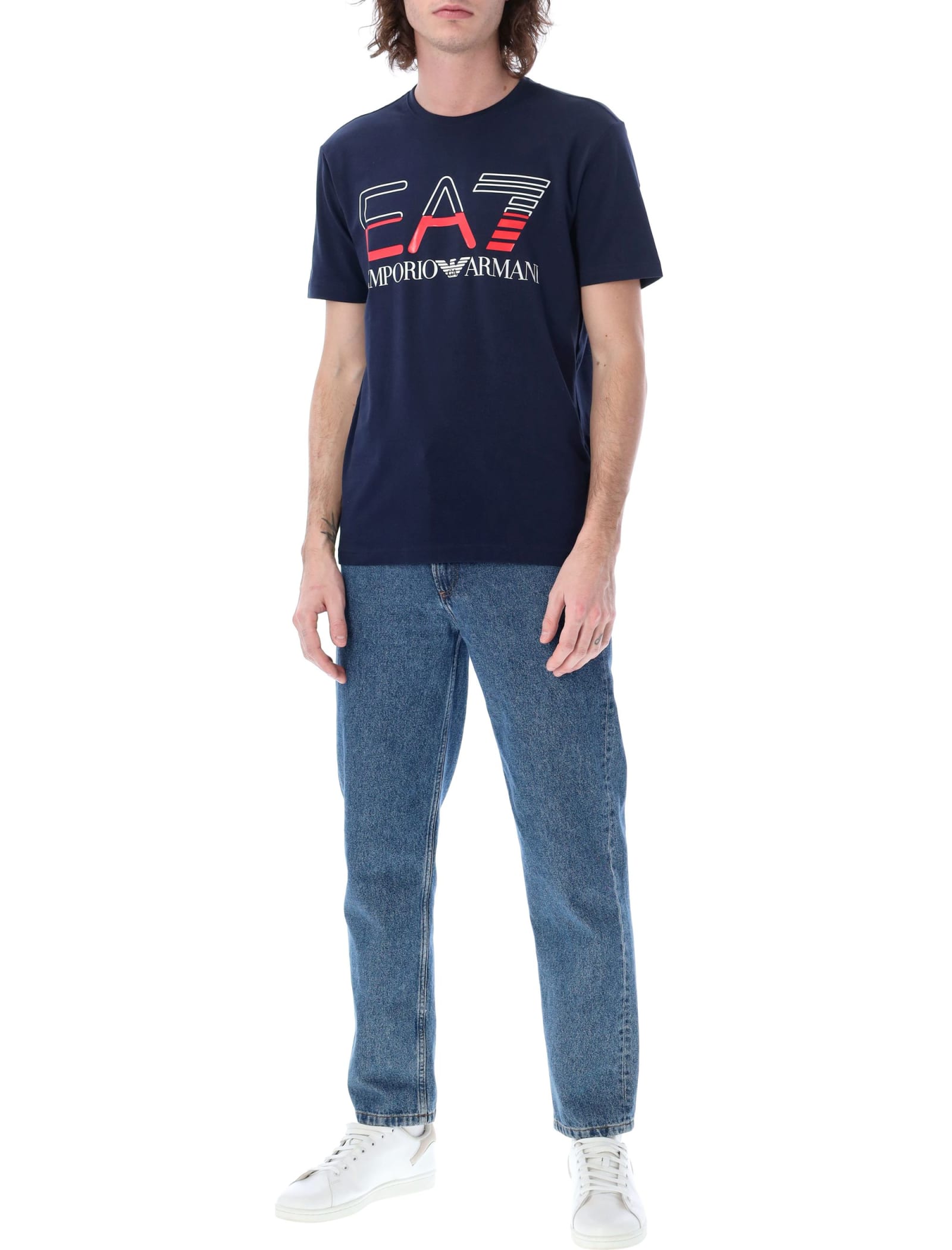Shop Ea7 Logo Series Stretch Cotton-jersey T-shirt In 1554