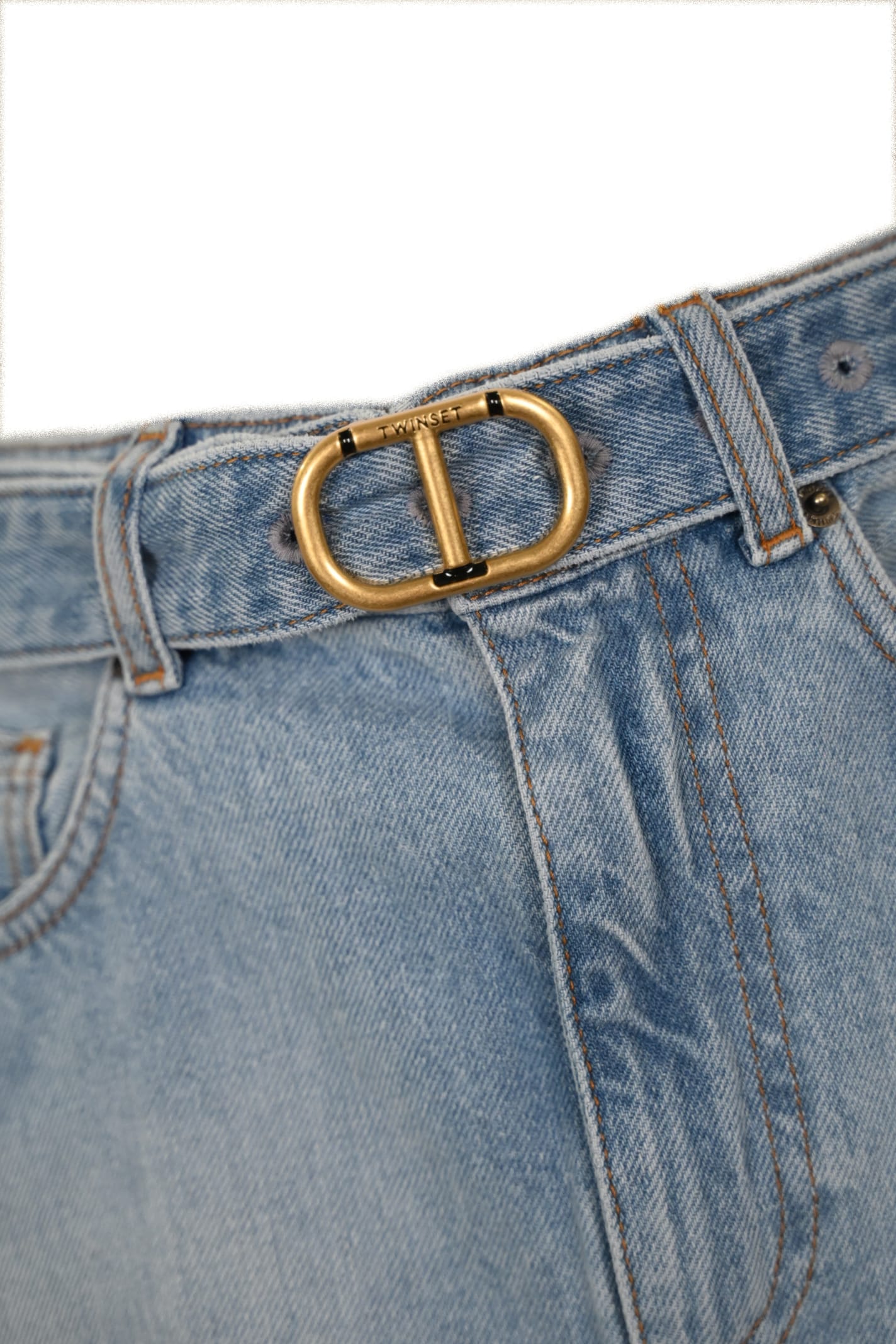 Shop Twinset Denim Skirt With Belt