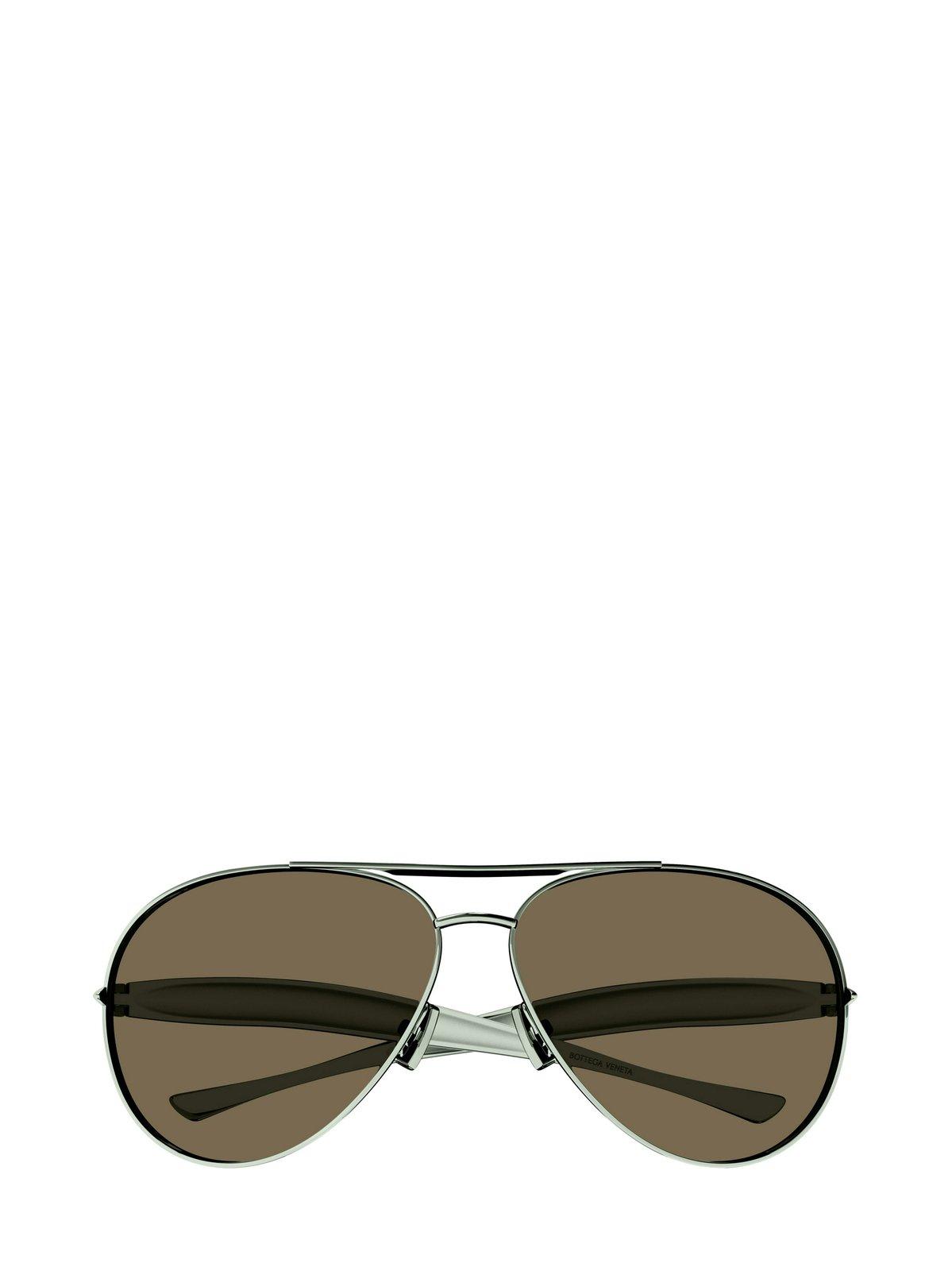 Bottega Veneta Aviator Frame Sunglasses In Metallic