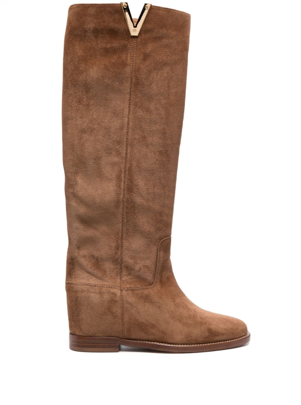 VIA ROMA 15 KNEE LENGTH SUEDE BOOTS IN BROWN LEATHER WOMAN