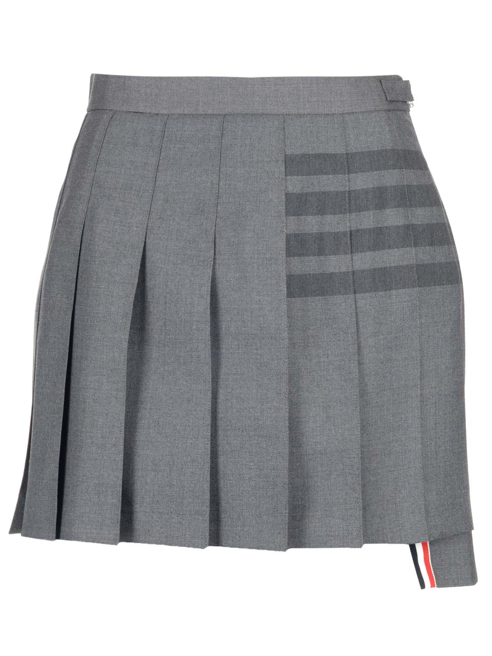 Thom Browne 4-bar Pleated Mini Skirt In Gray