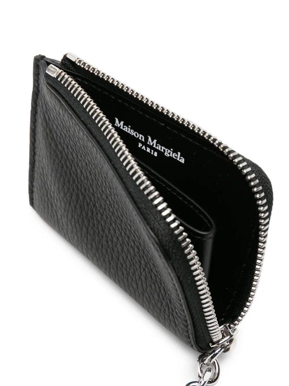 Shop Maison Margiela Wallet Zip Around With Keyring In Black