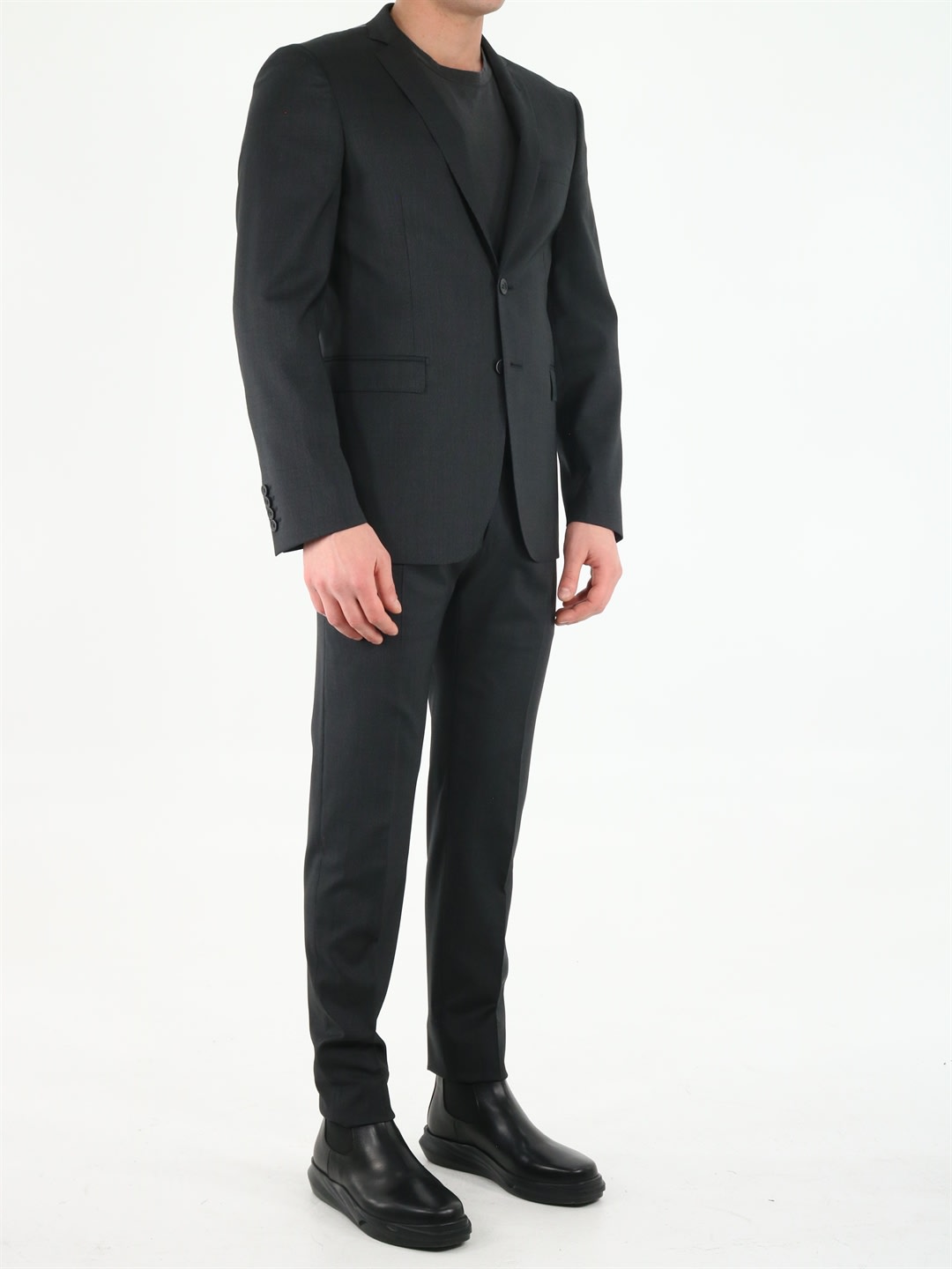 Shop Tonello Black Wool Suit