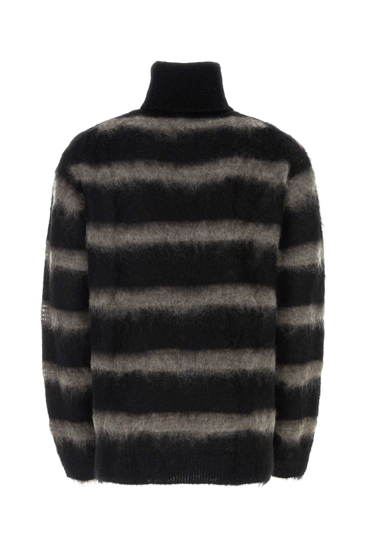 Shop Yohji Yamamoto Bicolor Mohair Blend Oversize Sweater In Black
