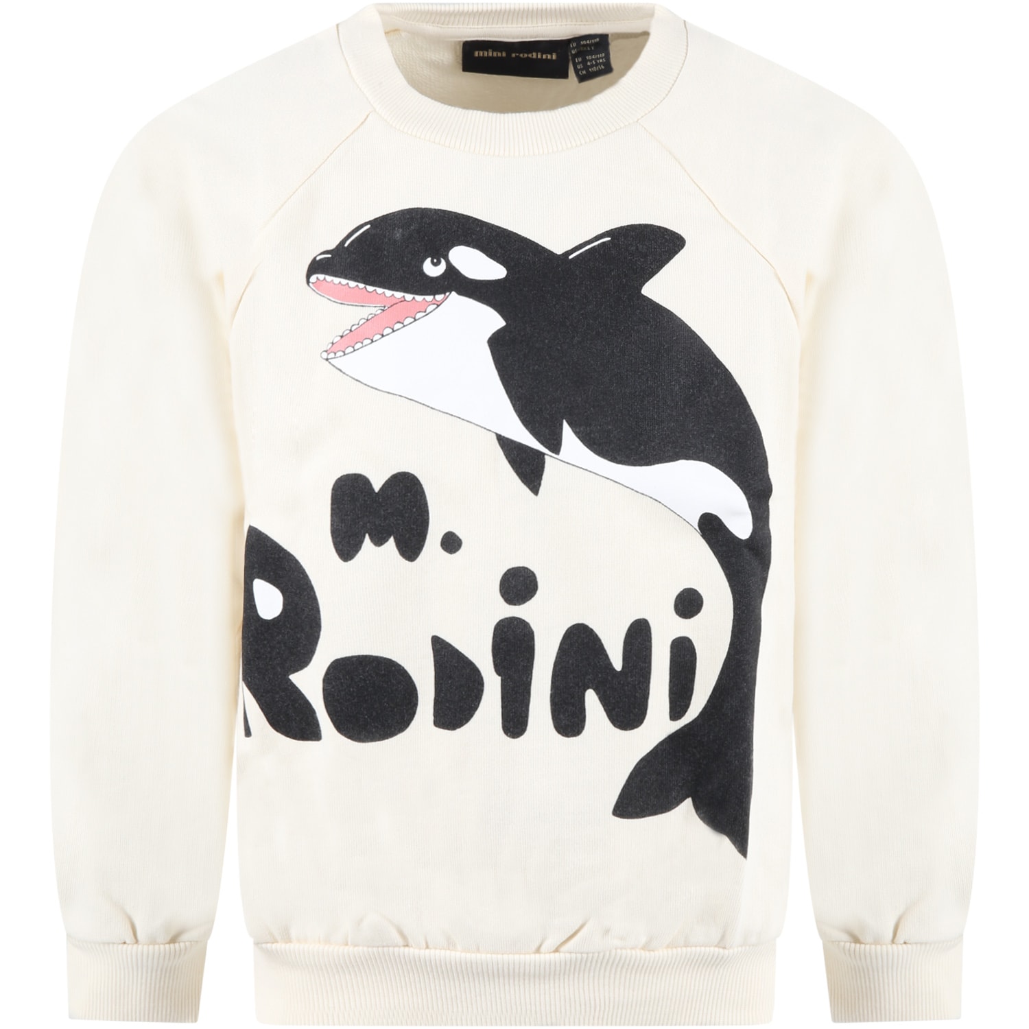 Mini Rodini Ivory Sweatshirt For Kids With Black Logo