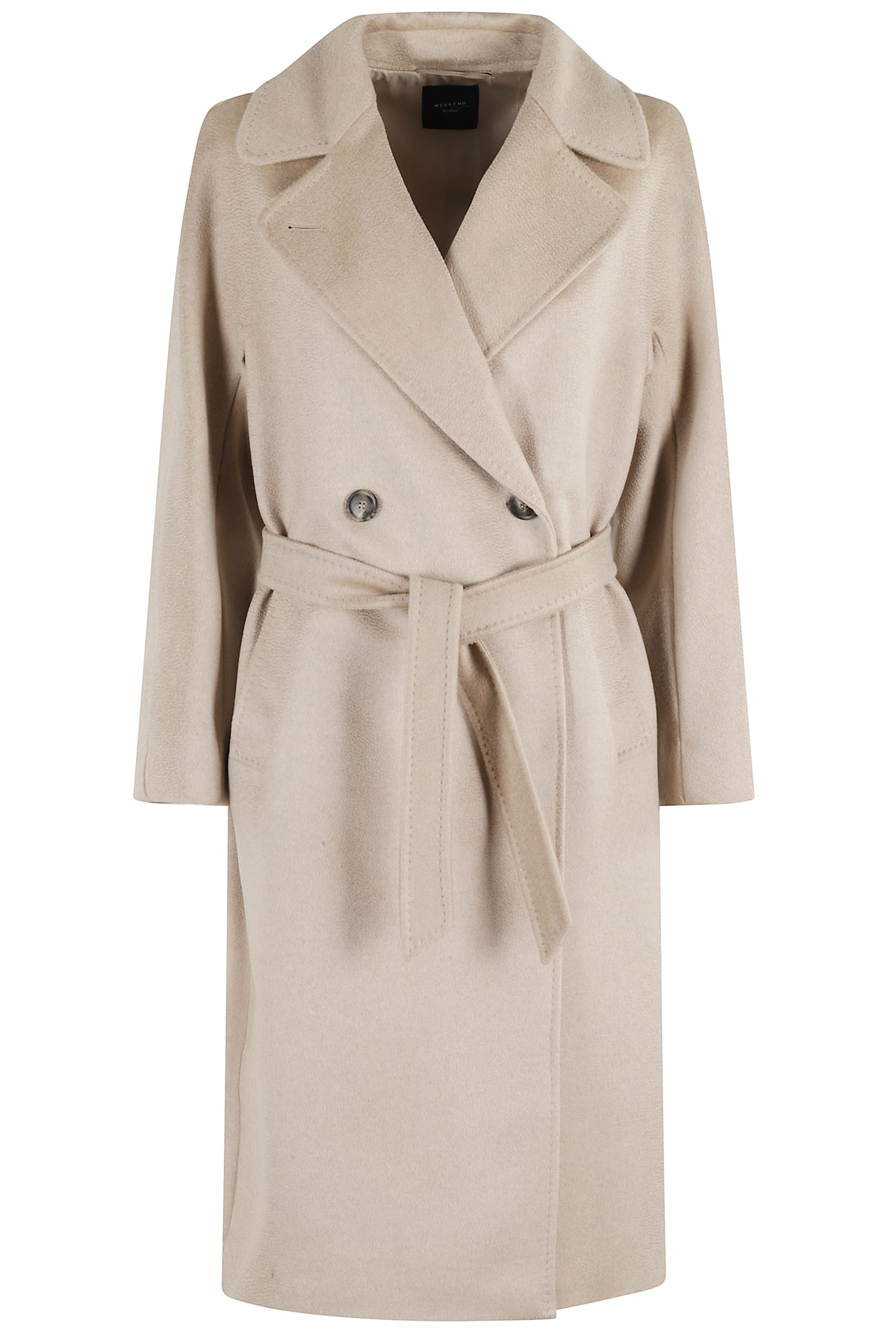 Weekend Max Mara Lapel Long-sleeved Coat In Neutral
