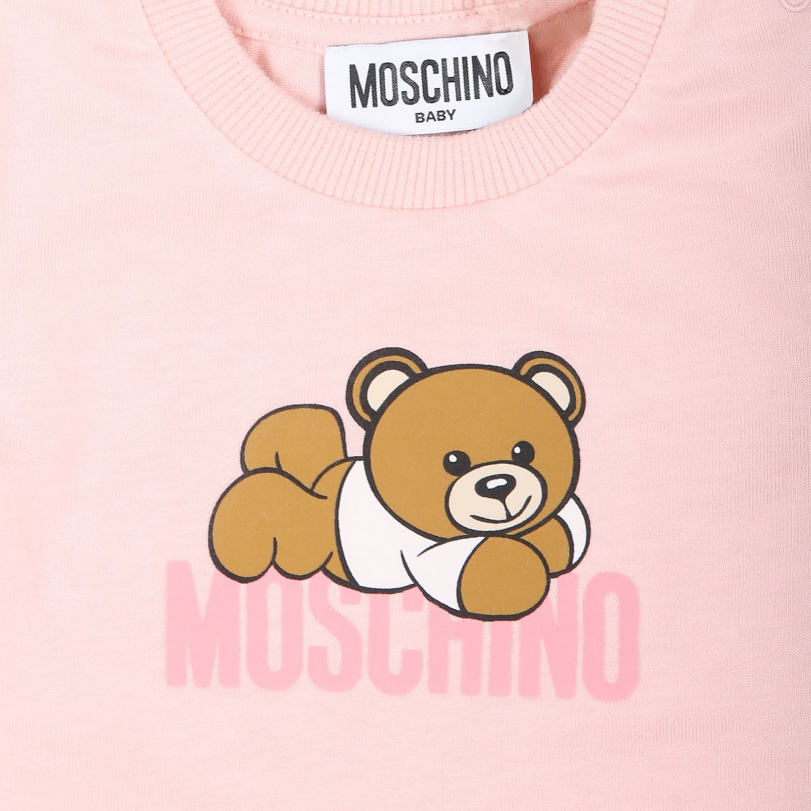 Moschino Pink T-shirt For Baby Girl With Teddy Bear In Pink