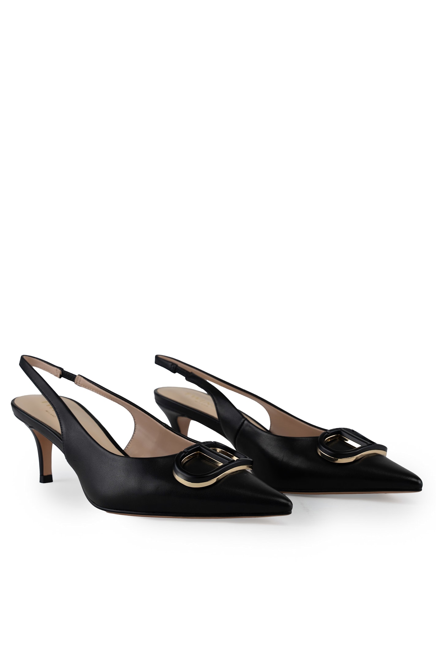 Twinset 60mm Oval T Slingback Pumps In Nero