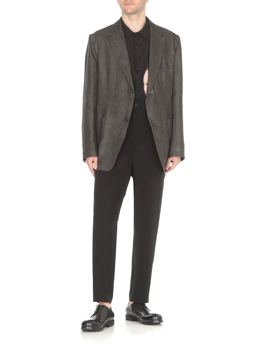 Shop Yohji Yamamoto Linen Jacket In Black