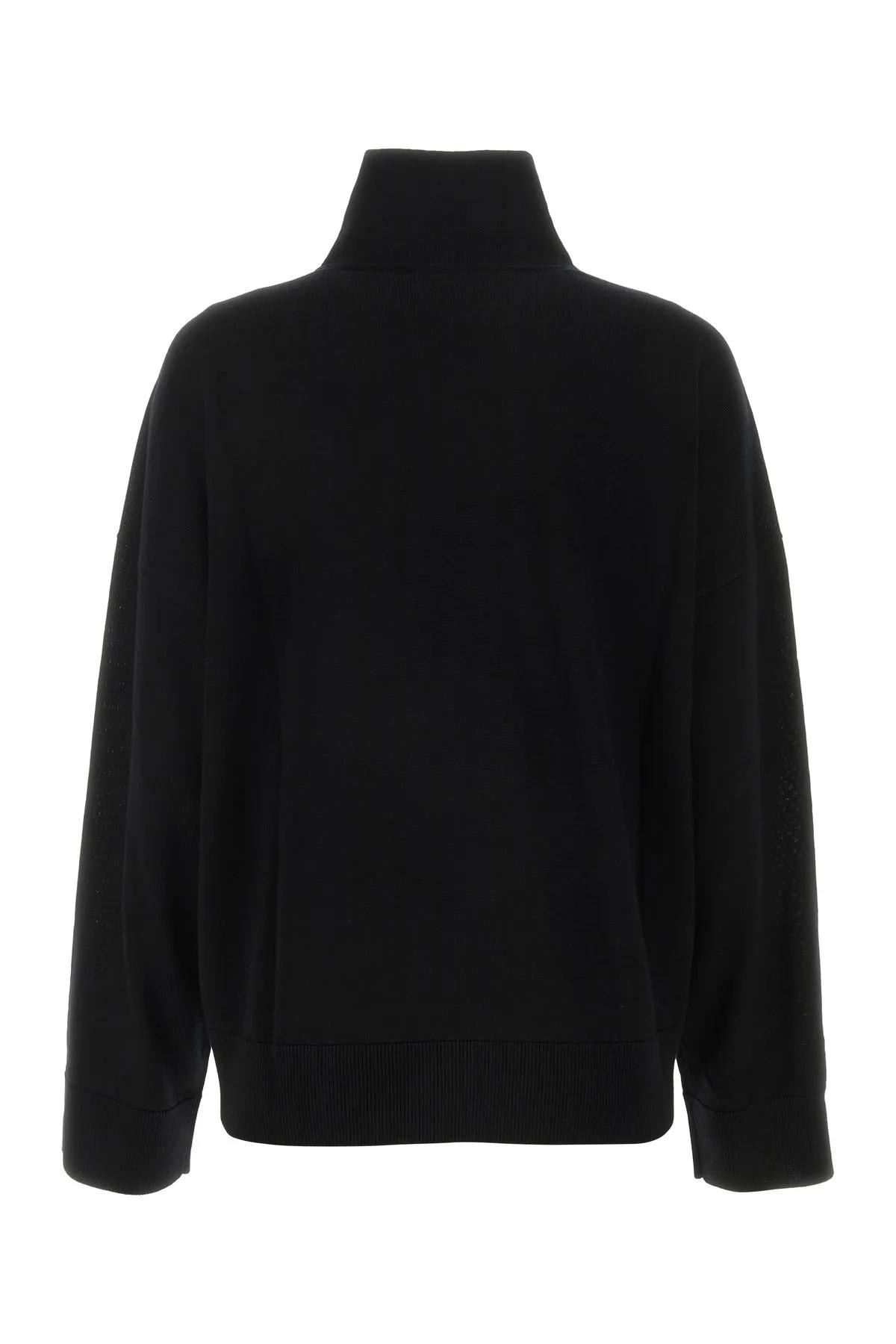 Shop Bottega Veneta Black Wool Oversize Sweater