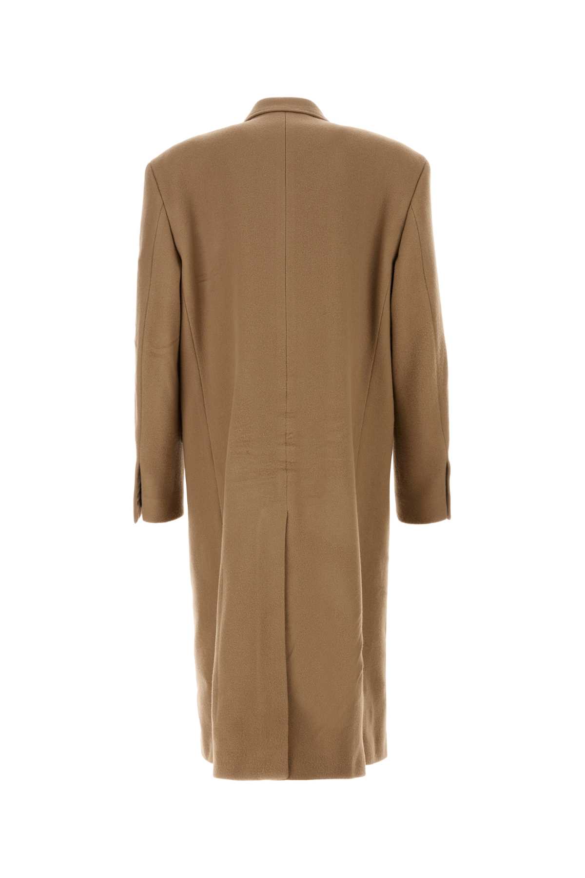 Balenciaga Collared Button-up Coat In Brown