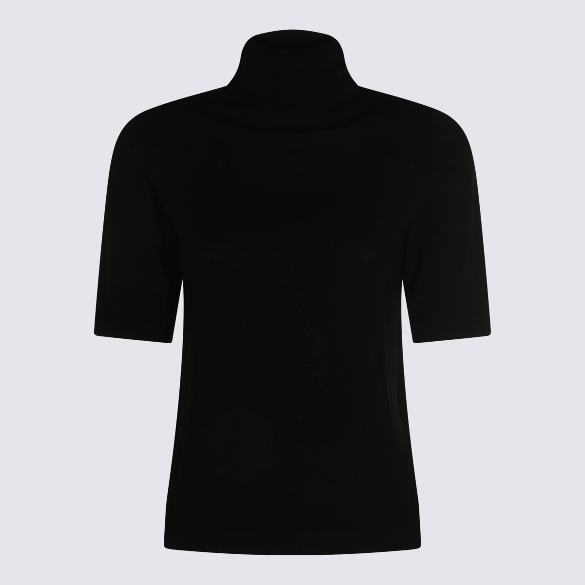 Allude Short-sleeve Turtleneck Sweater In Black