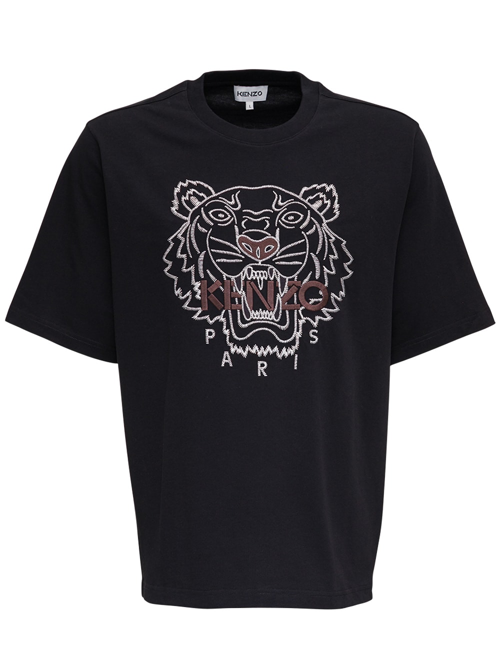 Kenzo Black Seasonal Cotton T-shirt With Tiger Print