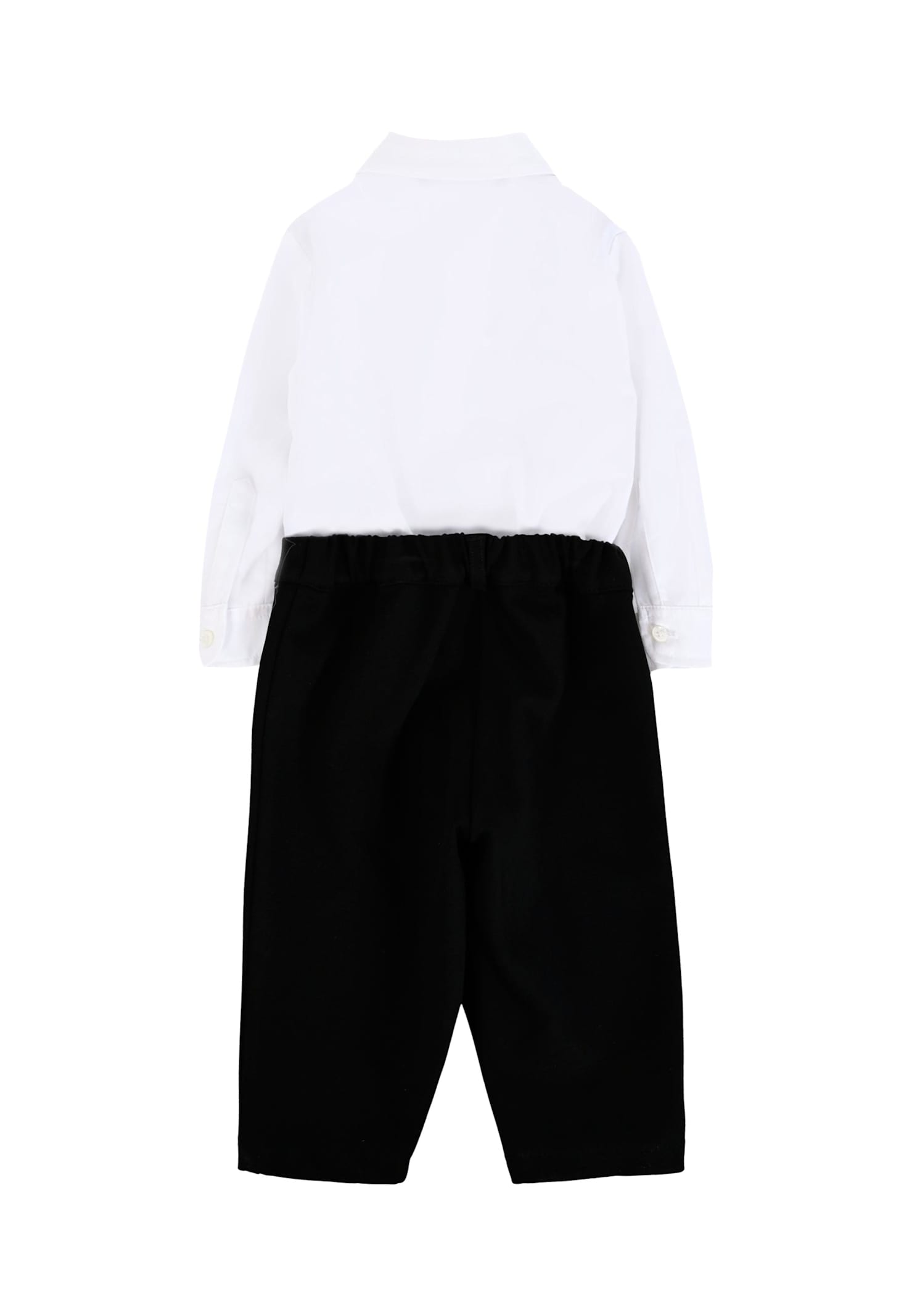Balmain Black Cotton Suit For Baby Boy With In Black