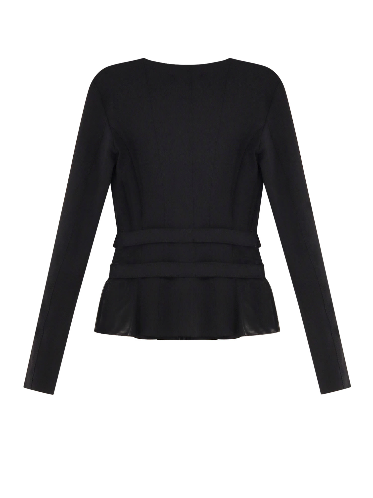 Elisabetta Franchi Cross-front Paneled Jacket With Sweetheart Neckline And Buckle Detailing In Black