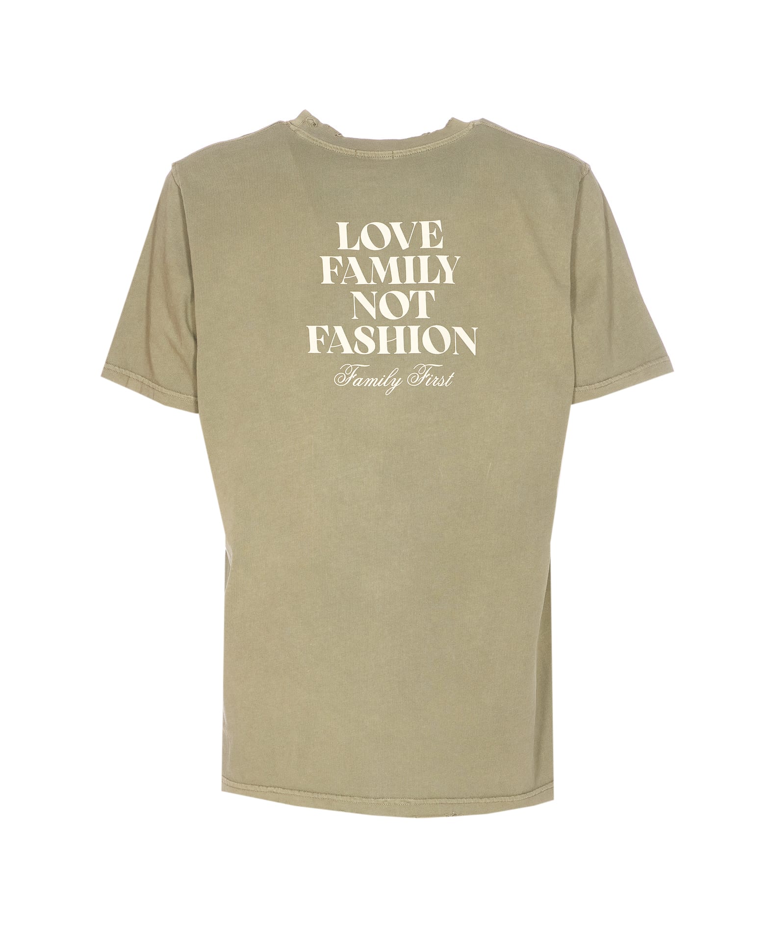 Family First Crew Neck Logo-print T-shirt In Green