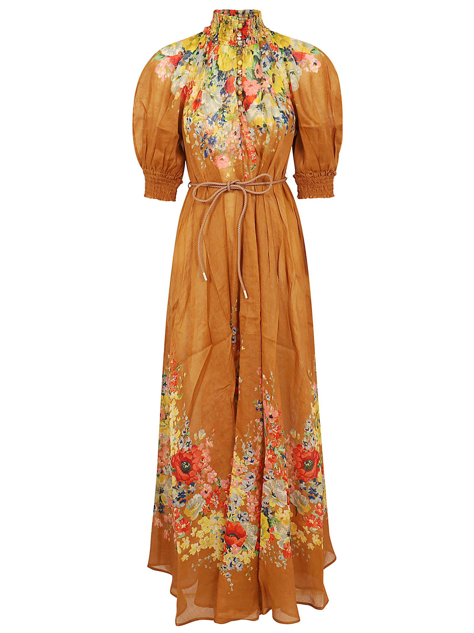 Shop Zimmermann Alight Swing Maxi Dress In Tafl Tan Floral