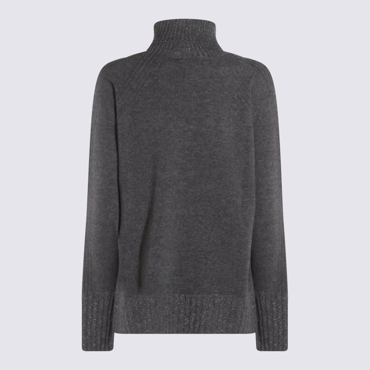 Twinset Twin-set High Neck Relaxed-fit Sweater With Ribbed Detailing In Gray