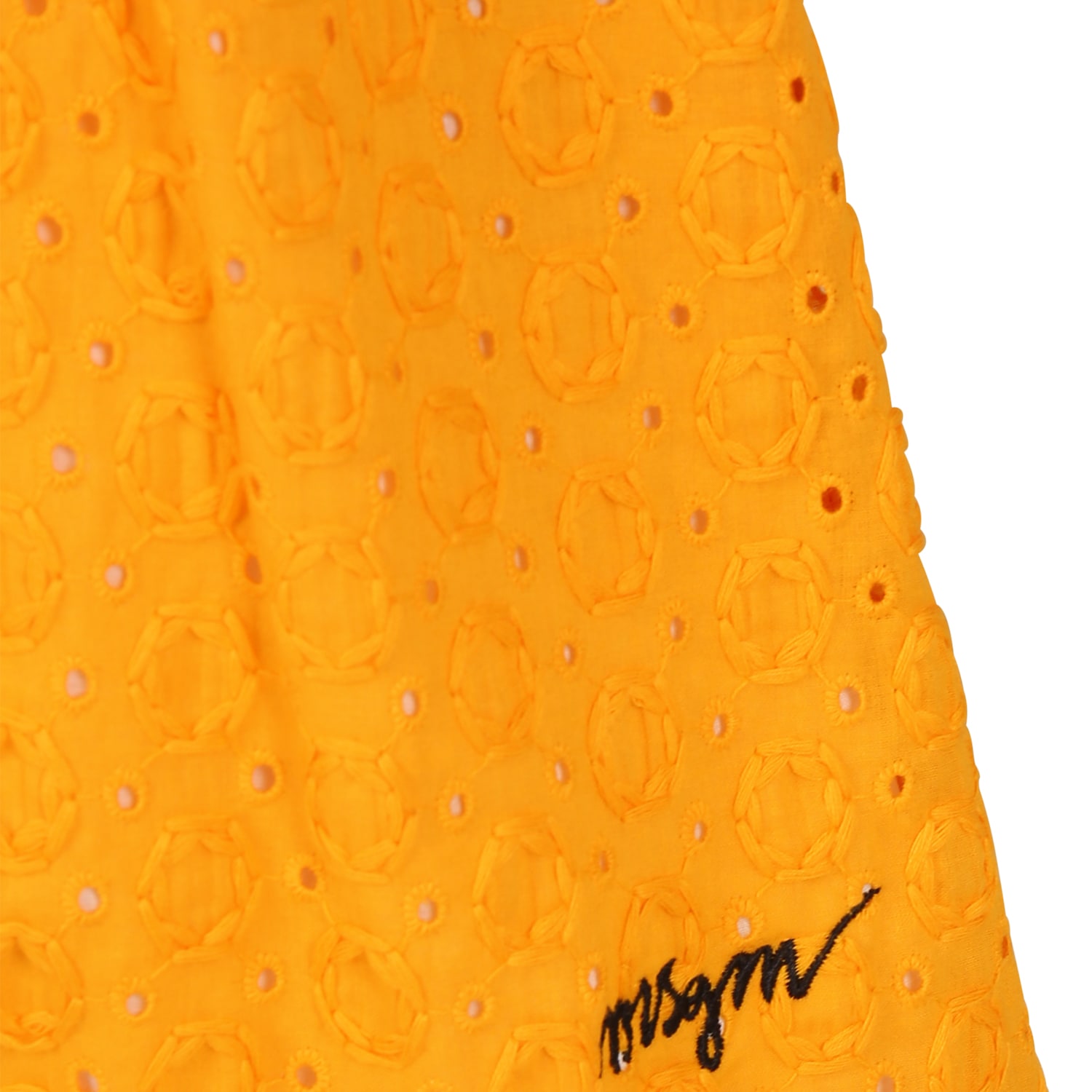 Shop Msgm Orange Jumsuit For Girl With Broderie Anglaise