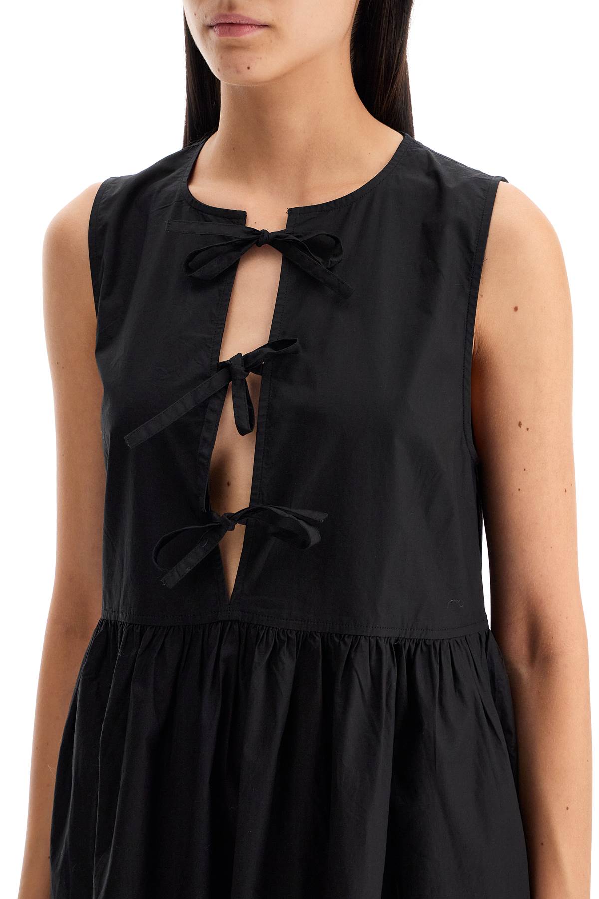 GANNI TIE STRING POPLIN DRESS 