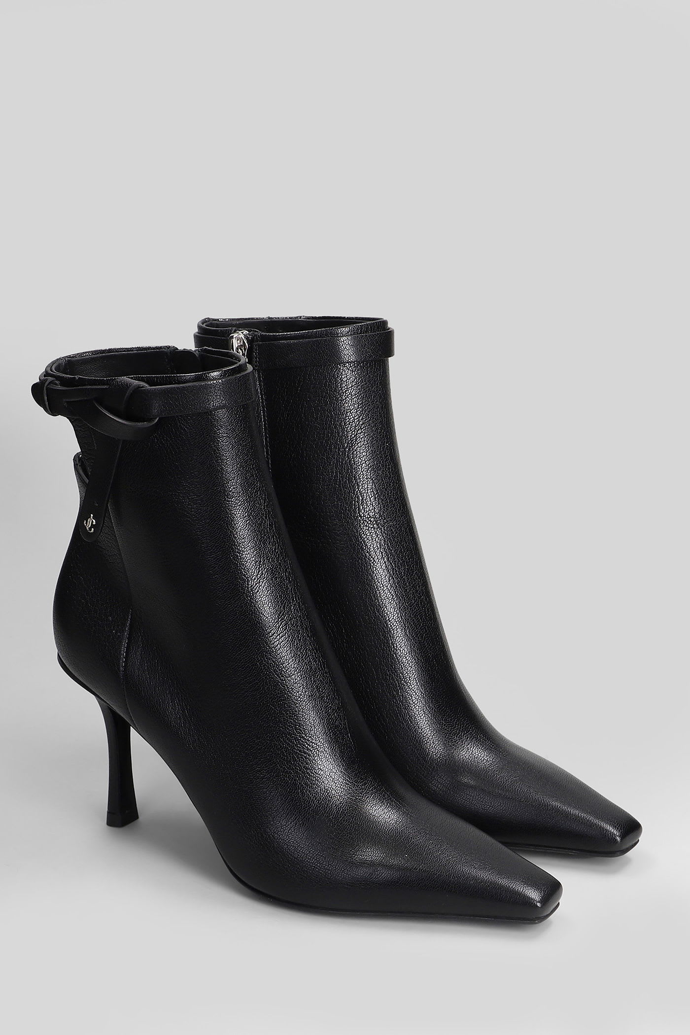 Jimmy Choo Camie Ab 85 High Heels Ankle Boots In Black Leather In Black
