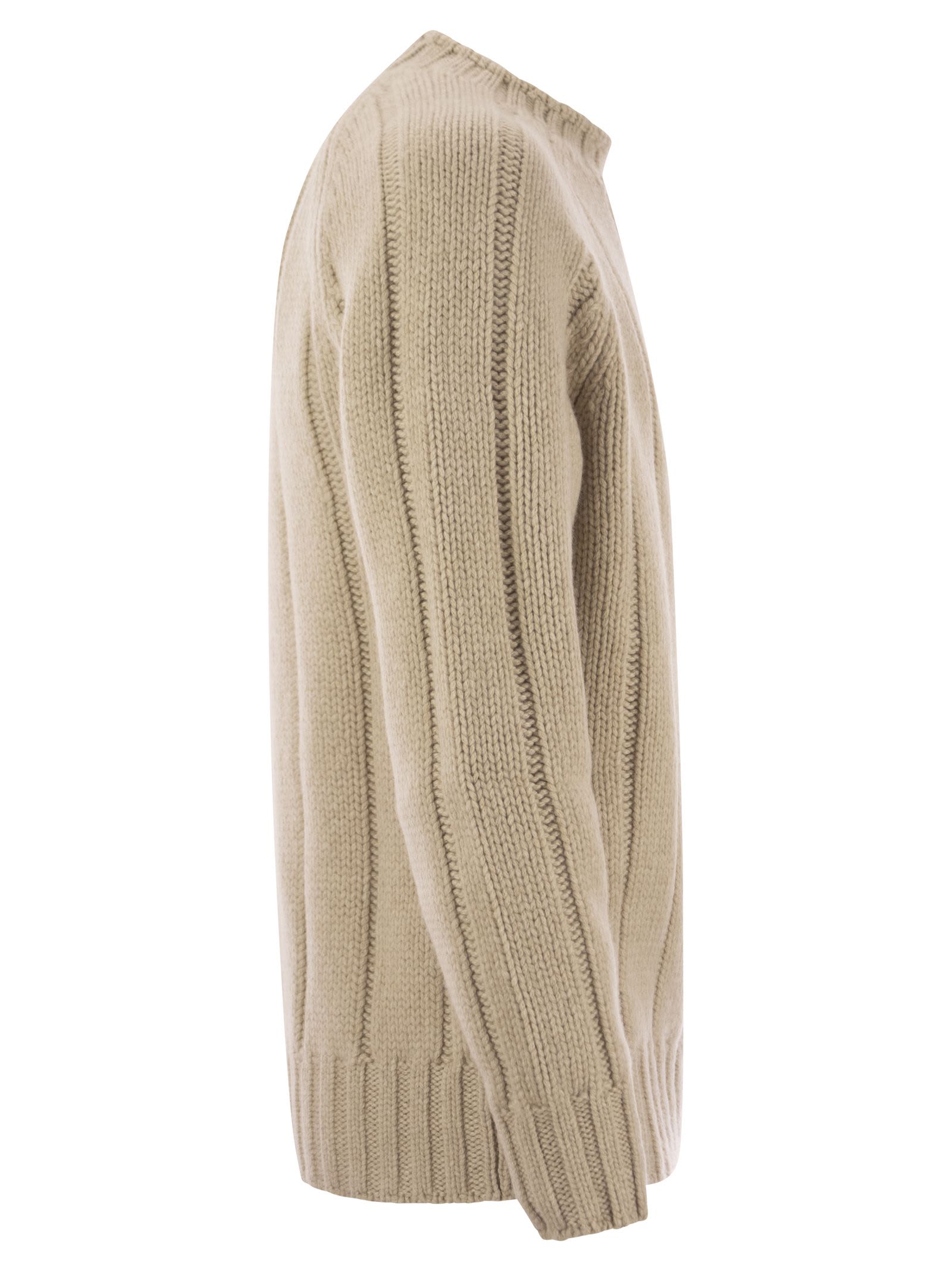 Shop Brunello Cucinelli Flat-ribbed Cashmere Sweater In Beige