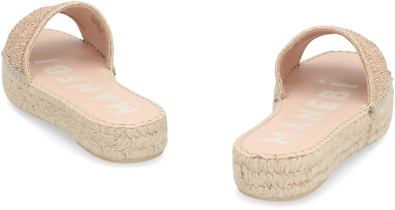 Manebi Raffia Slides In Beige