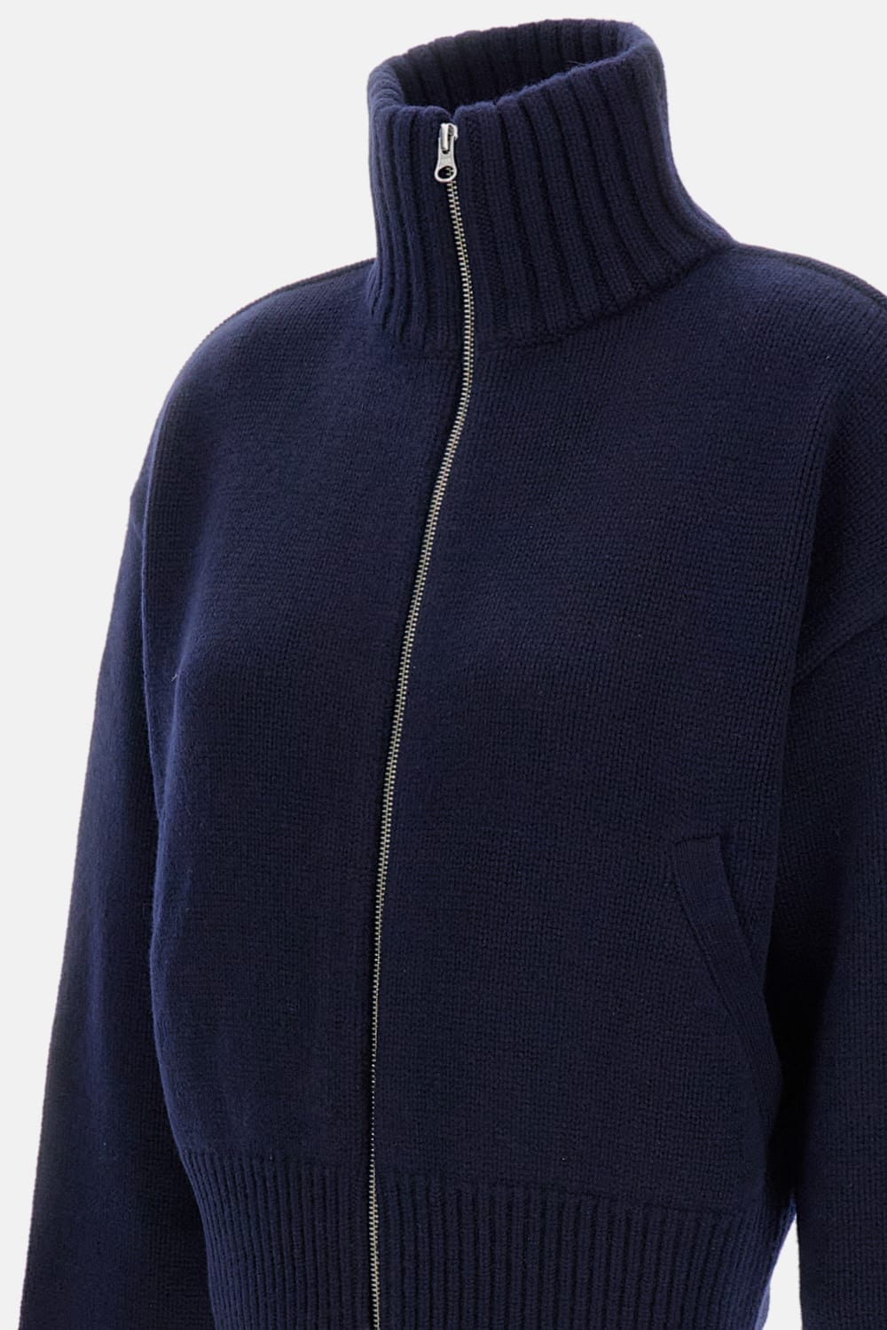 Extreme Cashmere High-neck Zip-front Cardigan In Brown