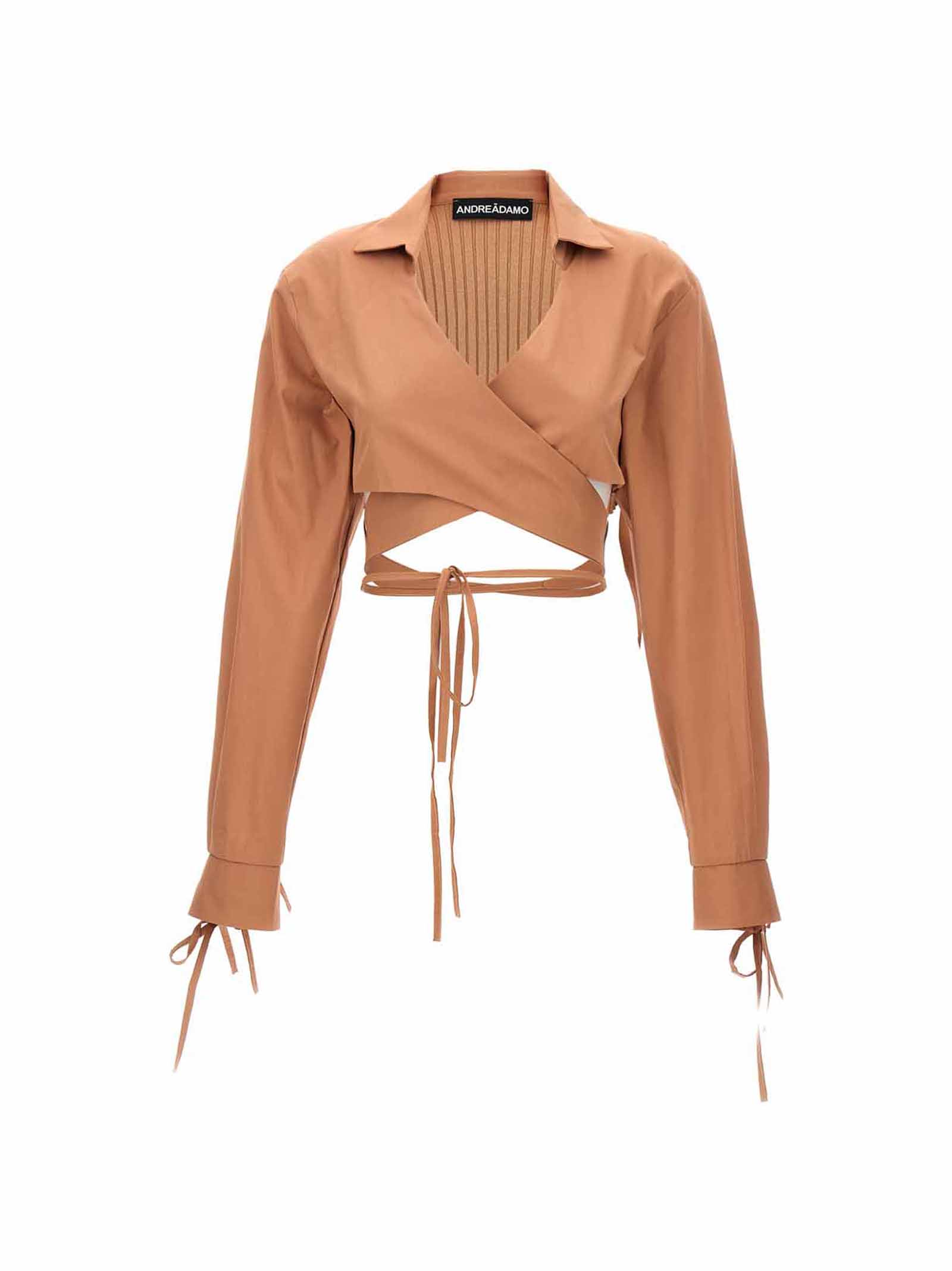 ANDREĀDAMO criss Cross Cropped Shirt