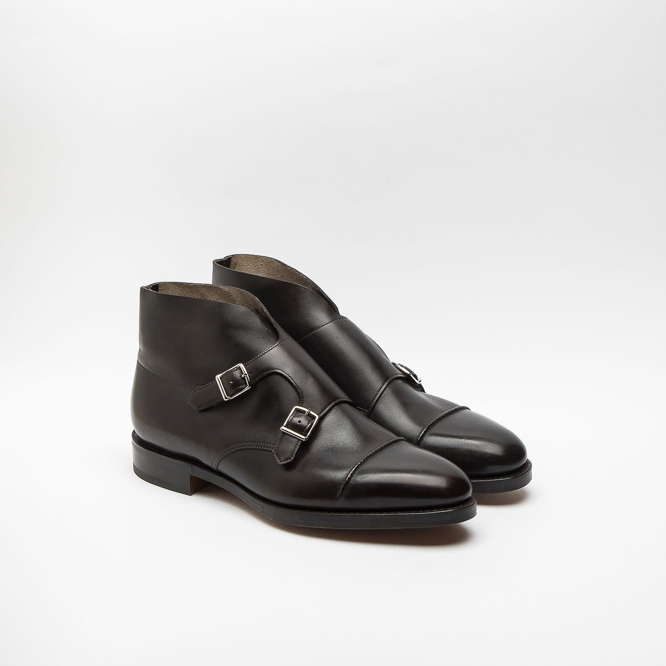 Shop John Lobb William Ii Boot Dark Brown Misty Calf Monk Strap Boot (fitting F/ee) In Marrone