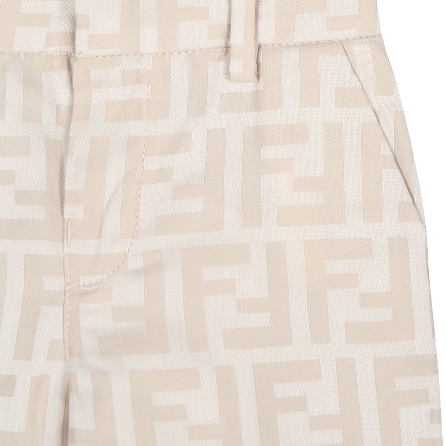 Shop Fendi Beige Trousers For Bbay Boy With Double F